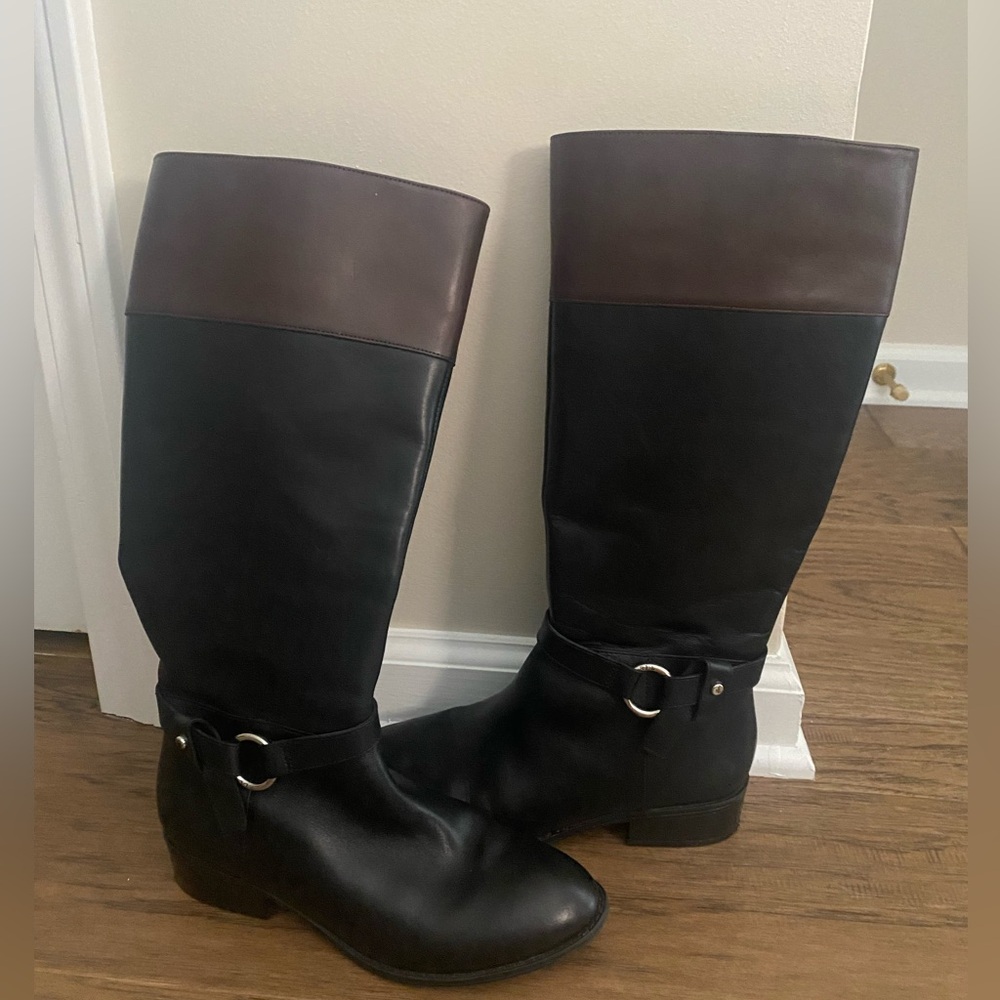 LAUREN RALPH LAUREN Leather Riding Boots Size 6 Black Brown - Picture 8 of 8